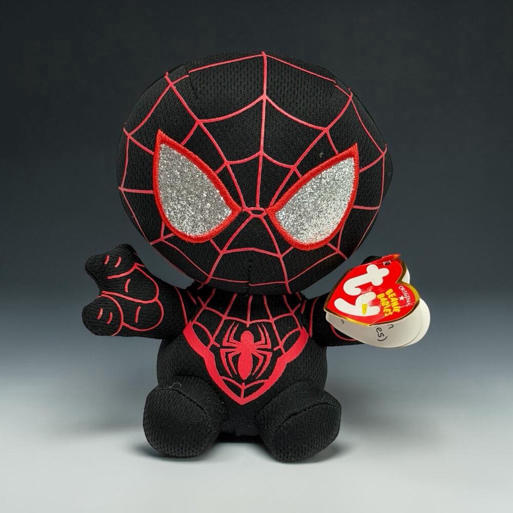 Ty Beanie Baby Spider-Man Miles Morales Marvel Plush Black Red w/ Tag